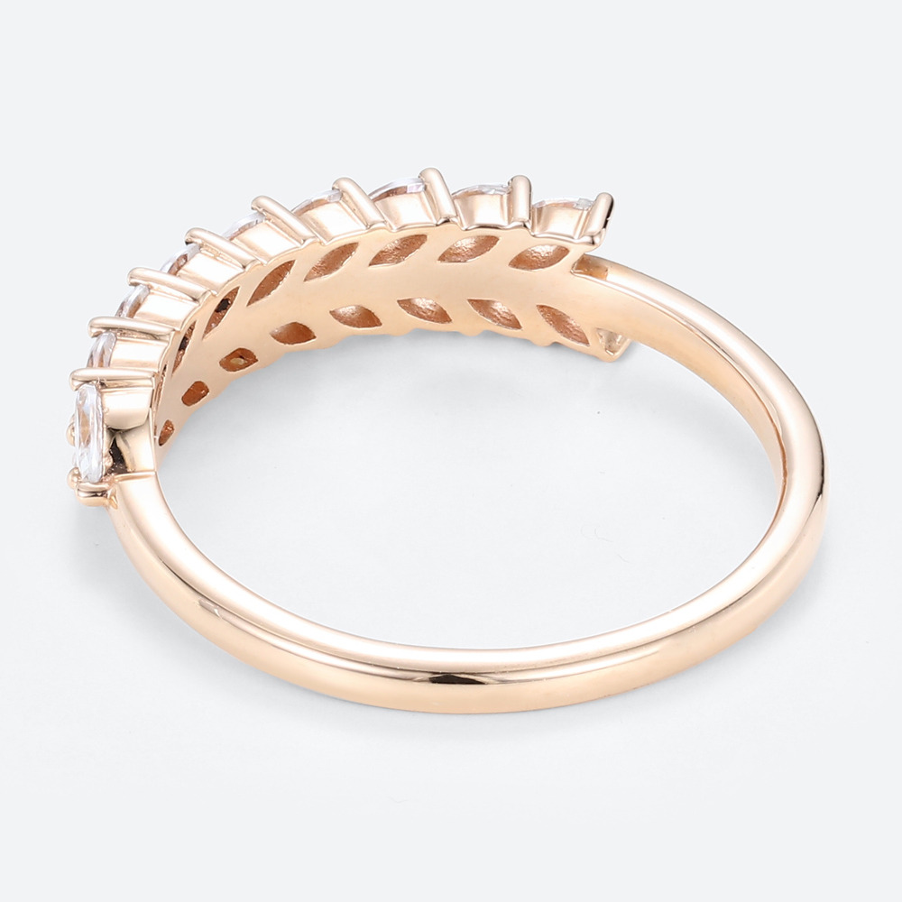Double Layer Lab Diamond Rings 0.54ct Marquise Cut Lab Grown Diamond Stacking Wedding Band in Rose Gold