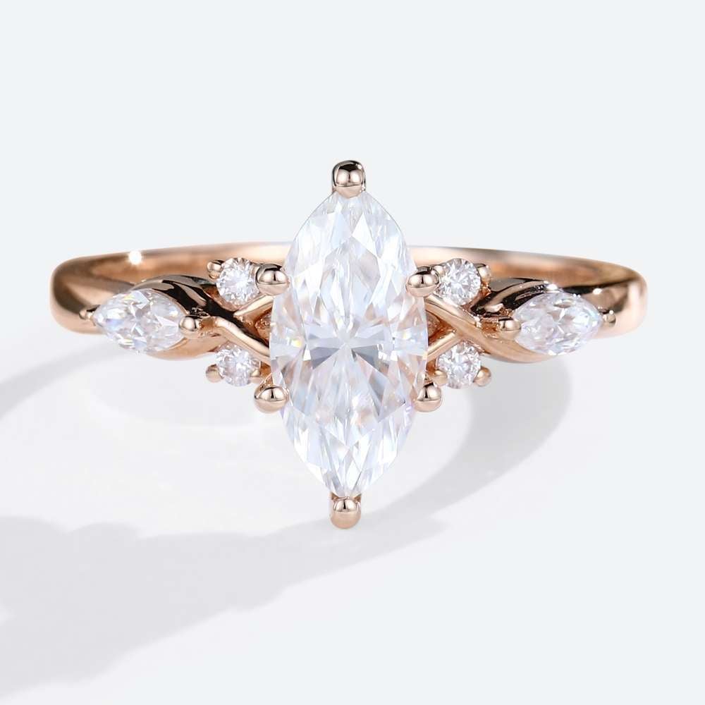Moissanite Marquise Ring Rose Gold Moissanite Engagement Rings