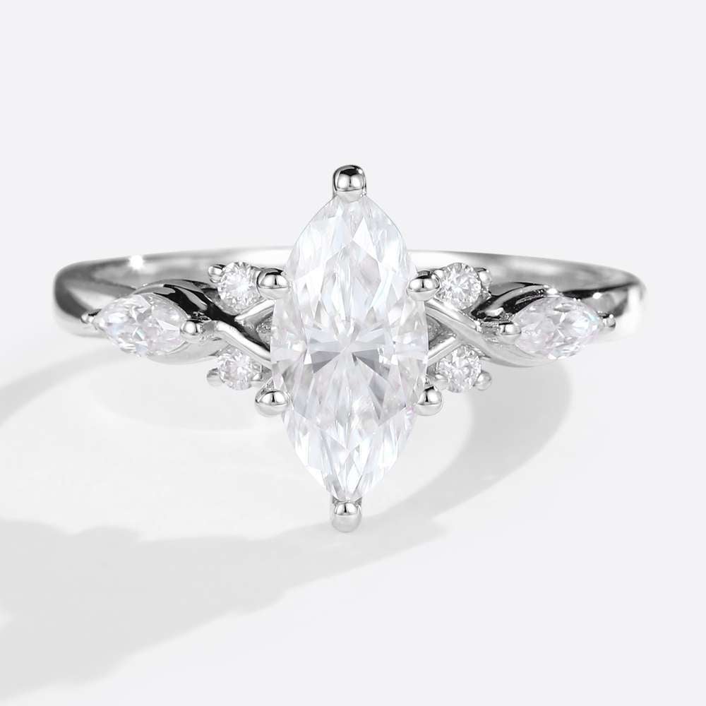 Moissanite Marquise Ring White Gold Moissanite Engagement Ring