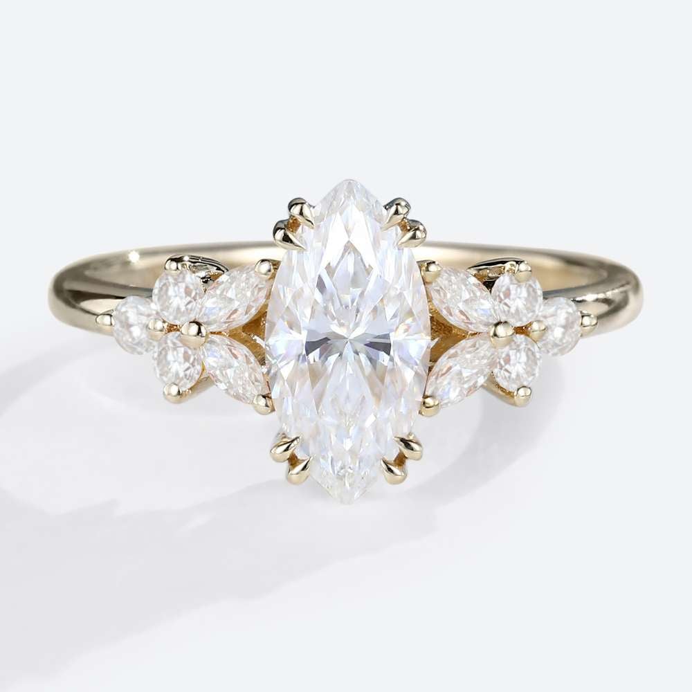 1ct Moissanite Stacking Rings Classic Double Claw Prong Bridal Ring in yellow gold