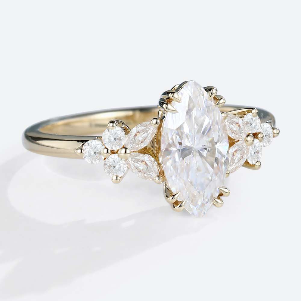 Moissanite Stacking Rings Classic Double Claw Prong Bridal Ring in yellow gold