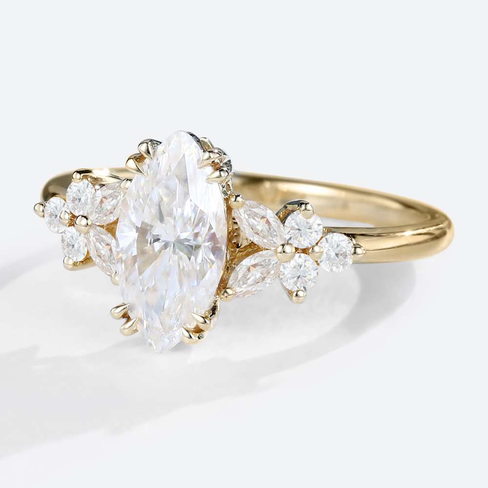 Moissanite Stacking Rings Classic Double Claw Prong Bridal Ring in yellow gold