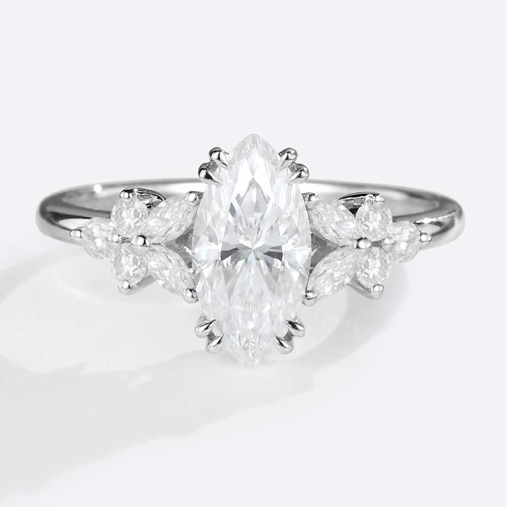 Moissanite Stacking Rings Classic Double Claw Prong Bridal Ring in white gold