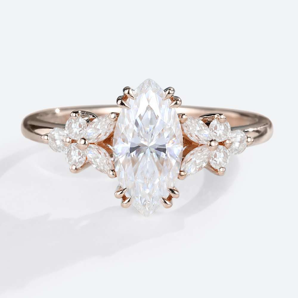 Moissanite Stacking Rings Classic Double Claw Prong Bridal Ring in rose gold