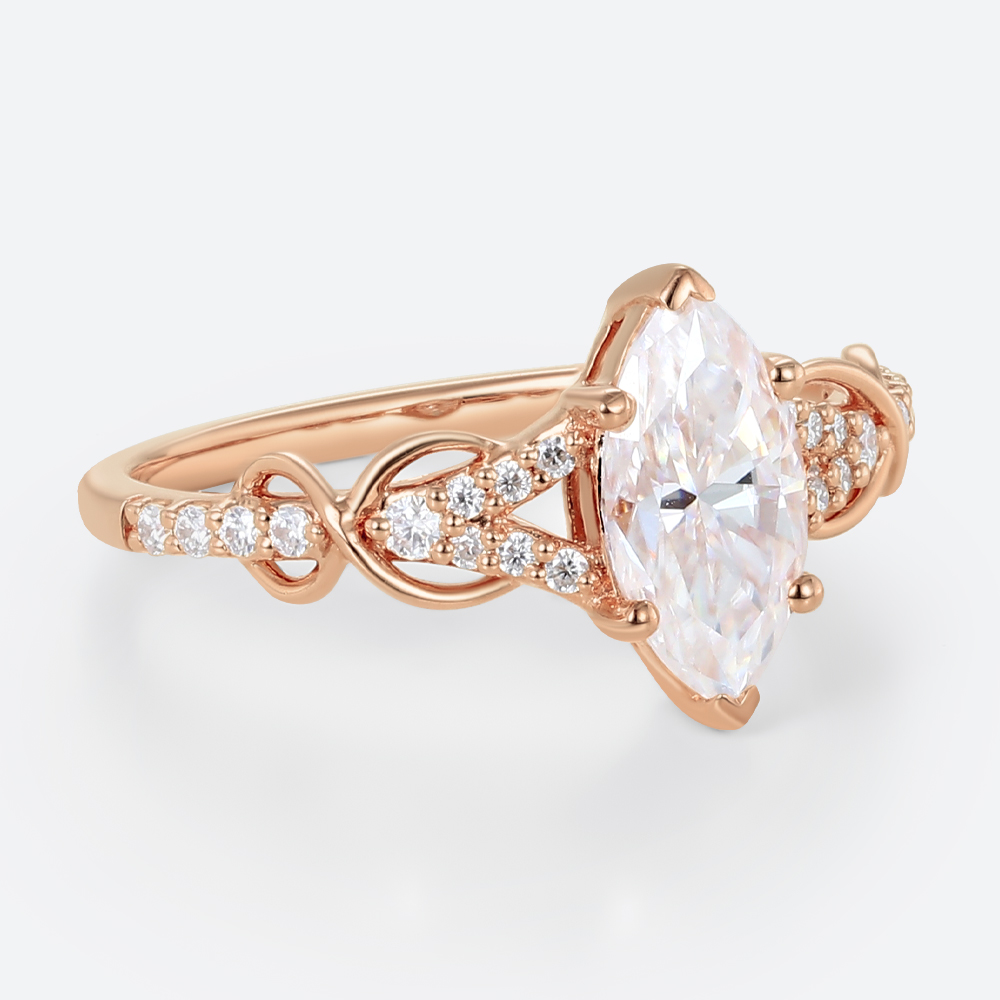 1ct Marquise Moissanite Ring Romantic Infinity Engagement Rings in Rose Gold