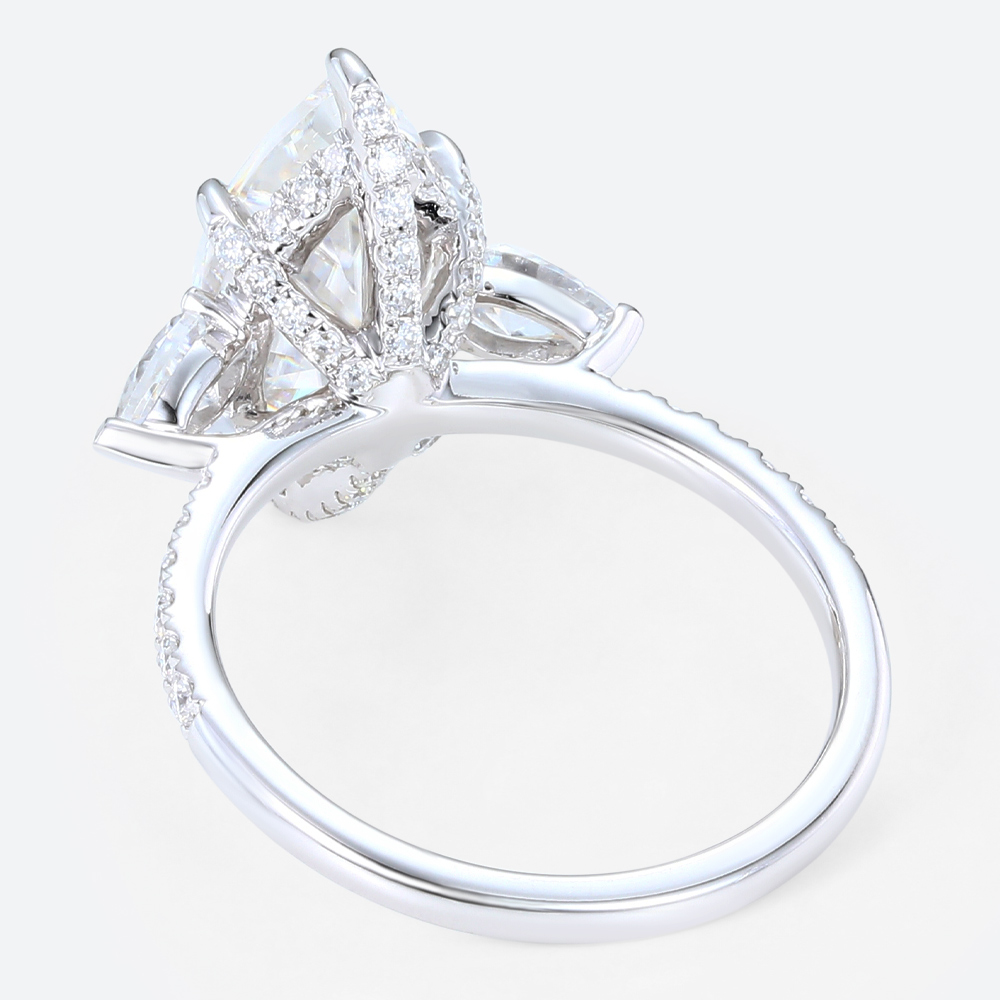 Marquise 2 Carat Moissanite Ring​ Promise Ring with Hidden Halo in White Gold