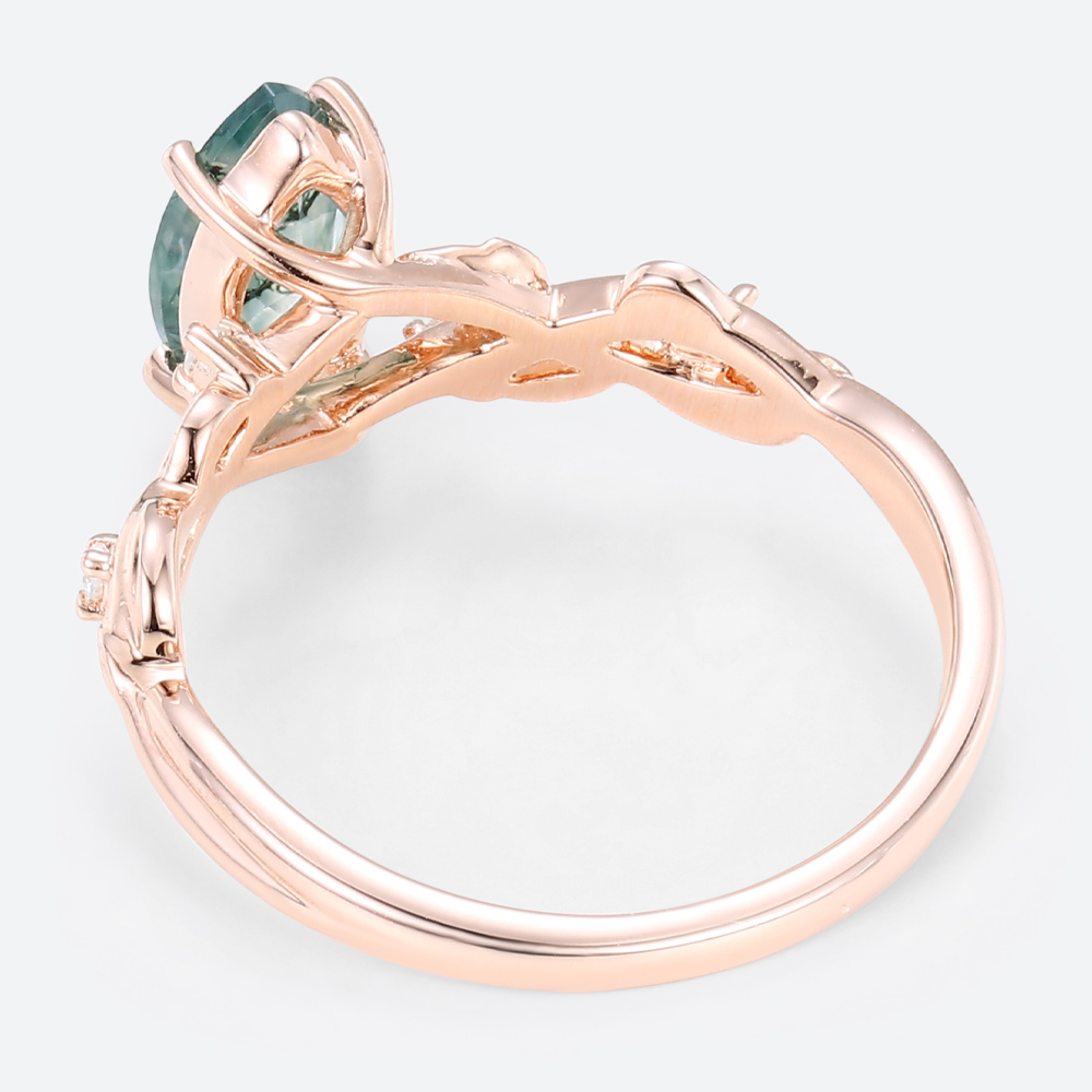 Wedding Band for Marquise Ring Moss Agate Ring Gold Rose Gold Ring Jewelry