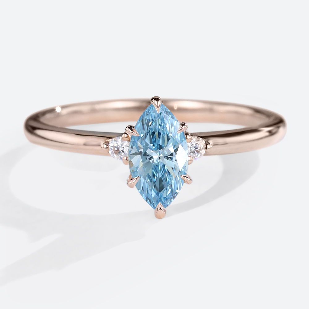 Three Stone Engagement Rings​ Blue Lab Grown Diamonds Rings