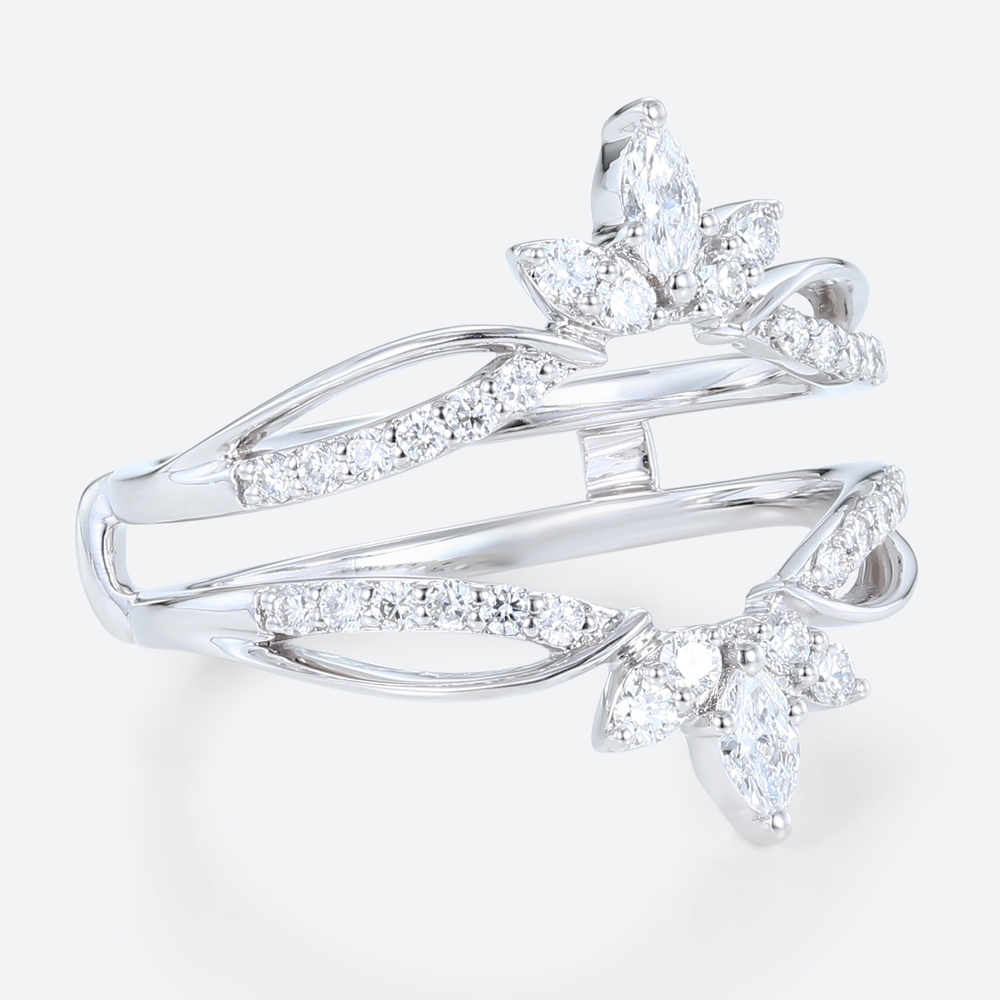 Lab-Grown Diamond Rings Diamond Marquise Cut White Gold Rings Crown Ring