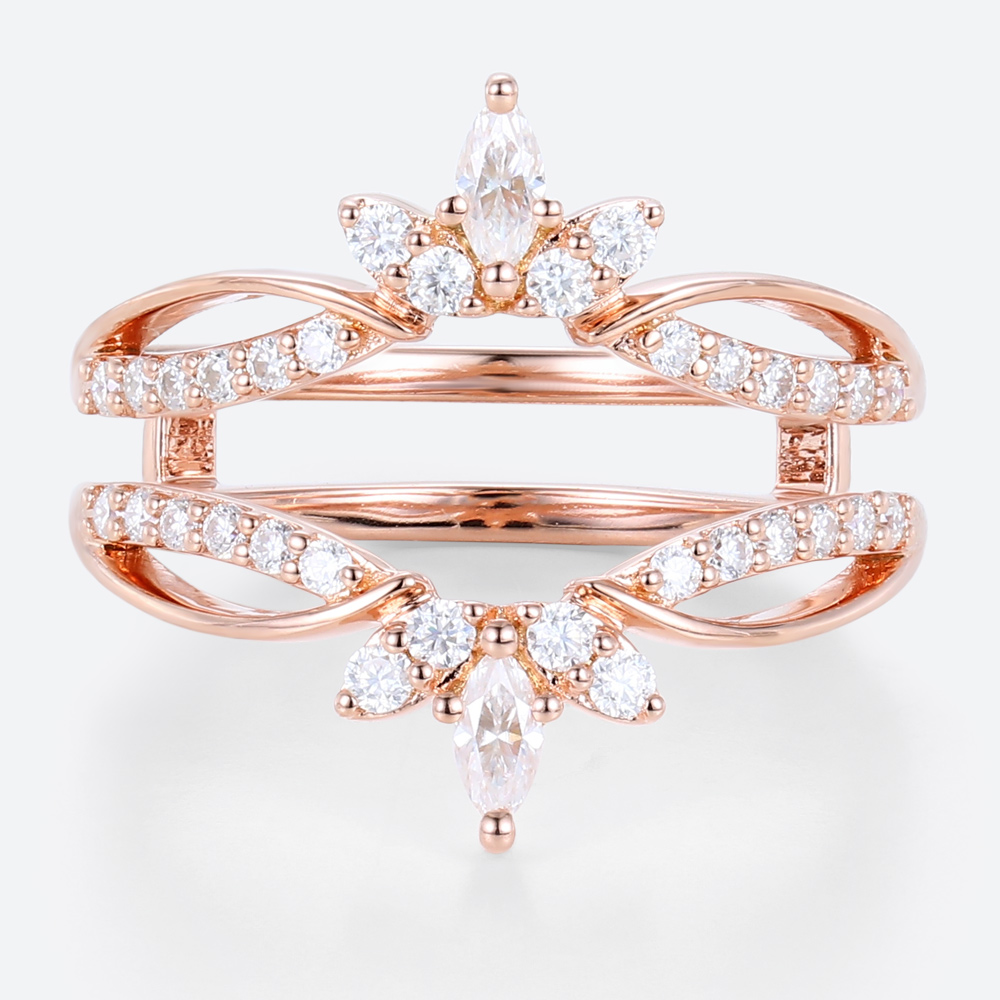 Lab-Grown Diamond Rings Diamond Marquise Cut Rose Gold Rings Crown Ring