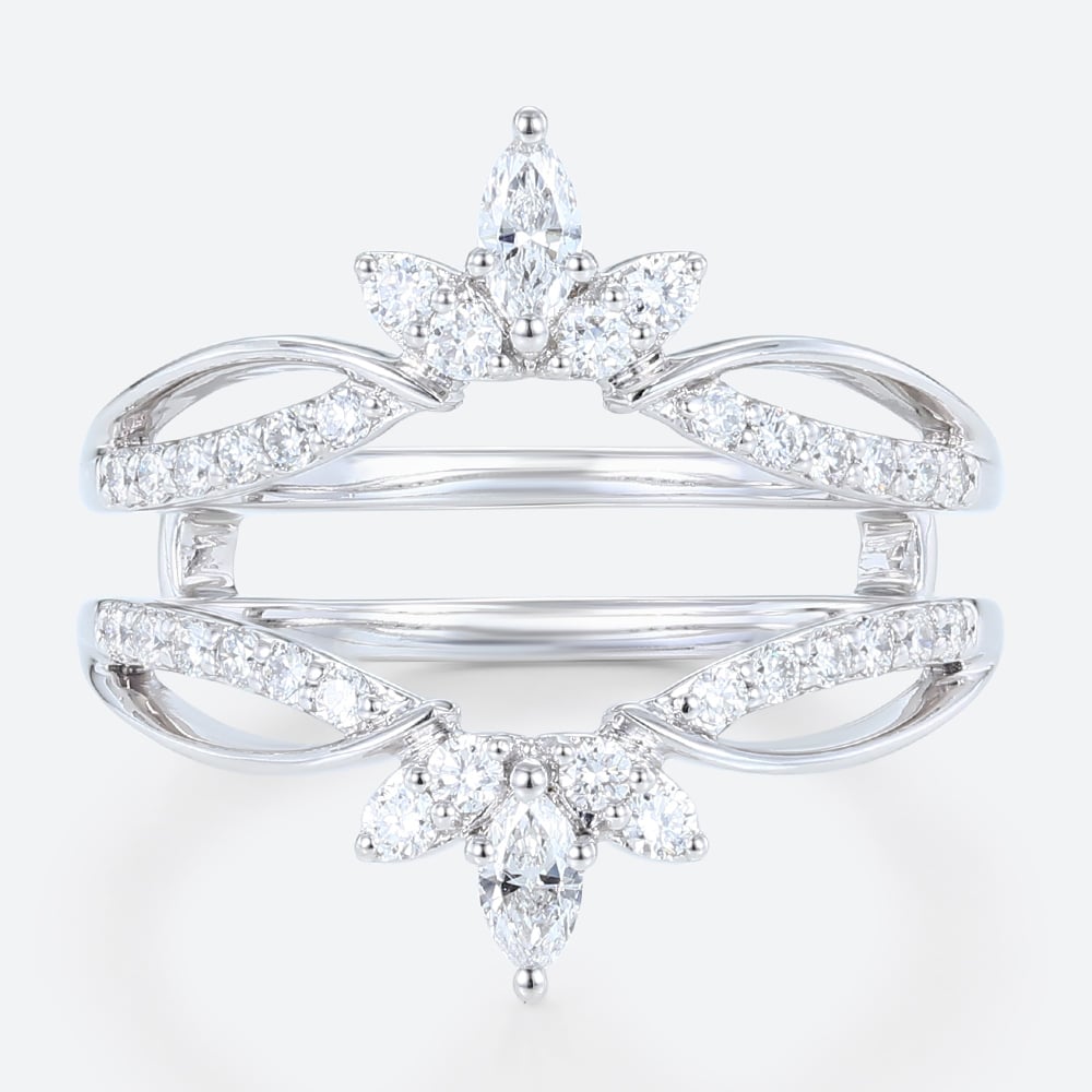 Lab-Grown Diamond Rings Diamond Marquise Cut White Gold Rings Crown Ring