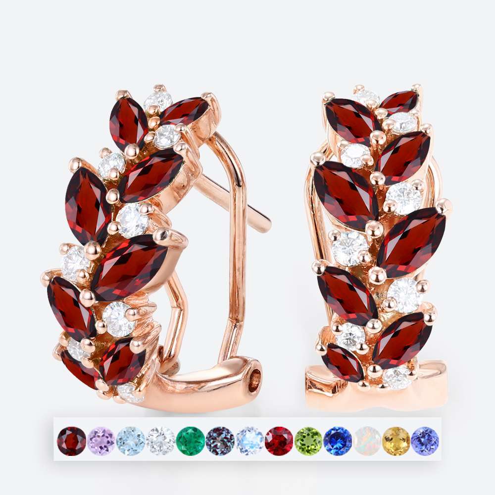 14kt Gold Hoop Earrings Mom Birthstone Earrings Clip on Earrings