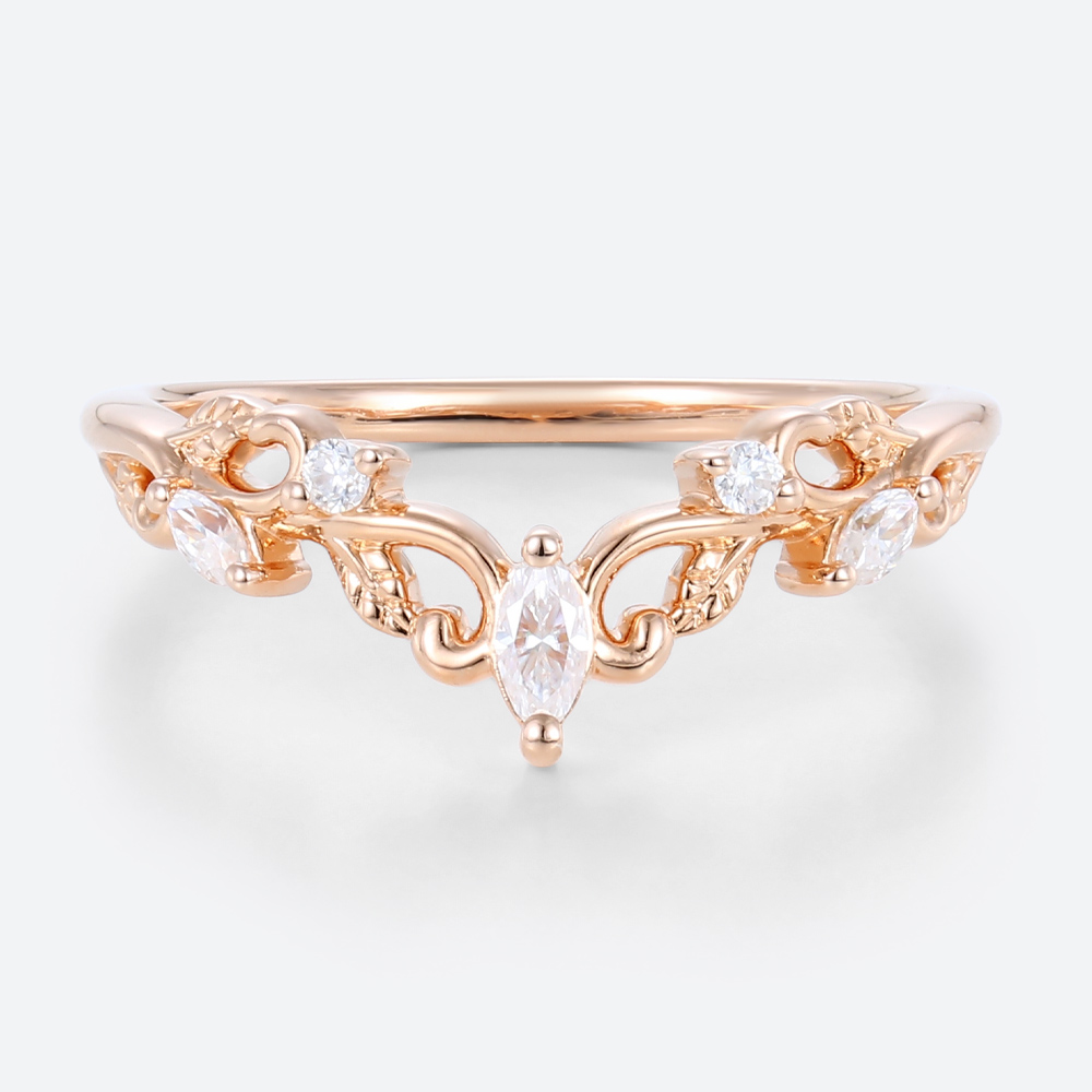 Art Deco Curved Wedding Band Lab Created Diamond Anniversary Rings