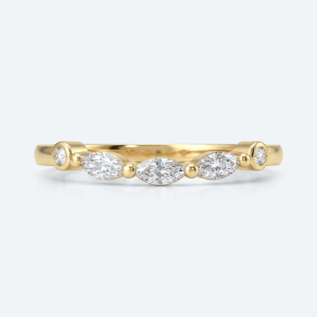 Marquise & Round Cut Lab Grown Diamond Curved Wedding Band Sophisticated Charm Stacking Ring (1)