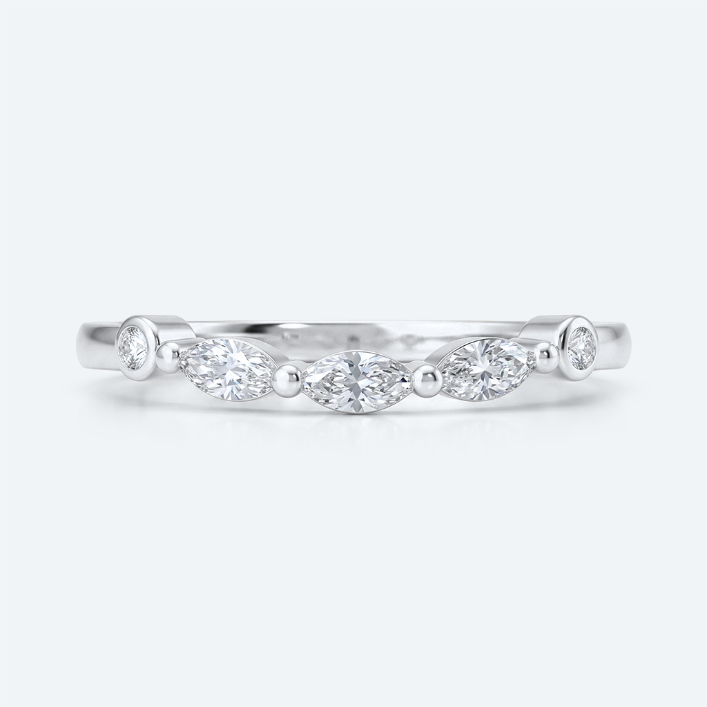 Marquise & Round Cut Lab Grown Diamond Curved Wedding Band Sophisticated Charm Stacking Ring (5)