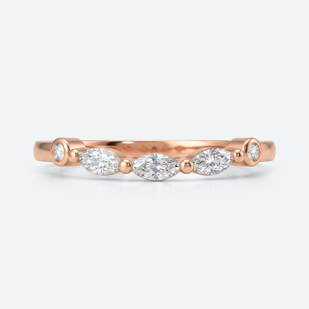 Marquise & Round Cut Lab Grown Diamond Curved Wedding Band Sophisticated Charm Stacking Ring (6)