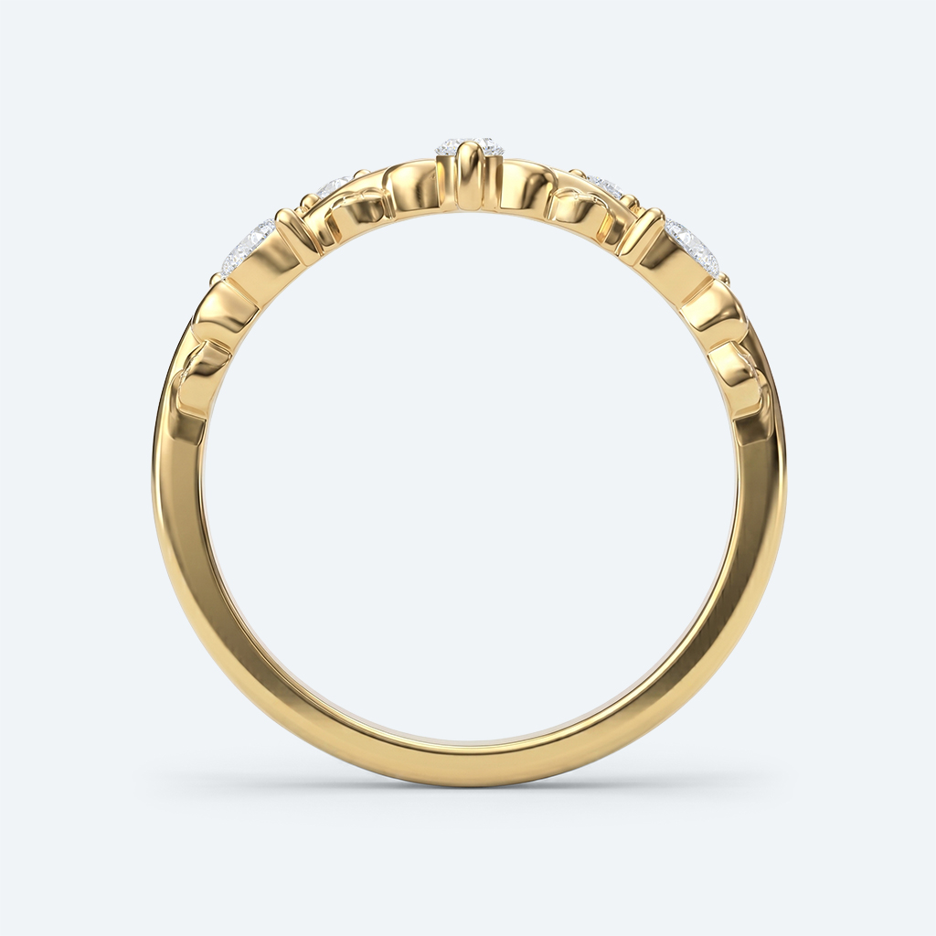 Marquise &amp; Round Cut Lab Grown Diamond Curved Wedding Band Vintage-Inspired Stacking Ring (4)