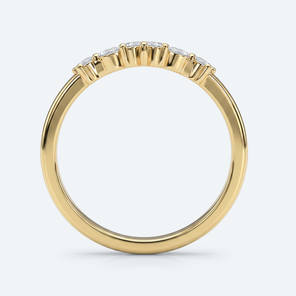 V Shaped Lab Diamond Ring Round Cut Stackable Wedding Band