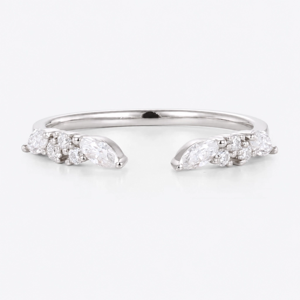 0.39ctw Round and Marquise Cut Lab Grown Diamond Dainty Open Mixed-Cut Wedding Band in Rose Gold