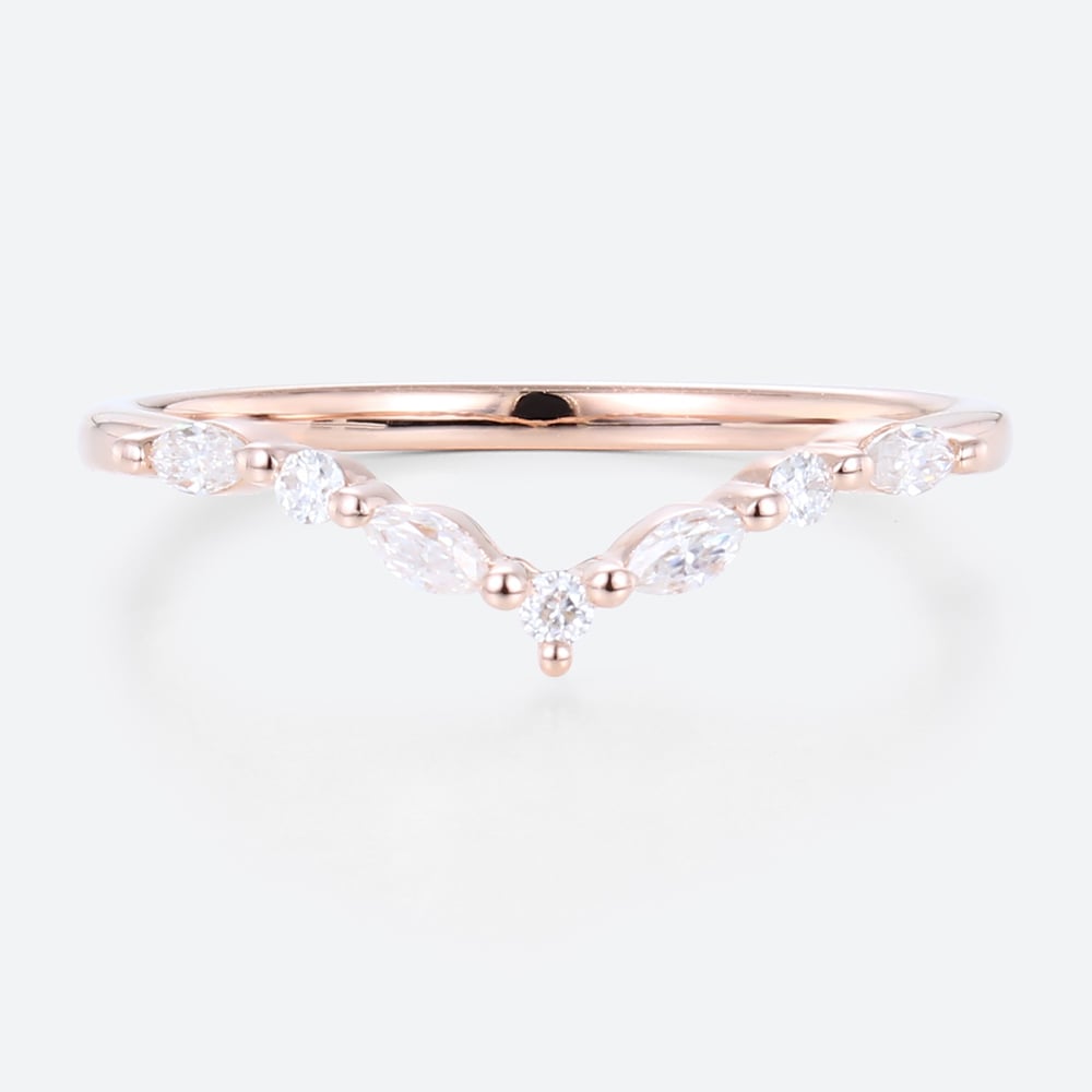 Rose Gold V Shaped Diamond Ring Simple Diamond Engagement Rings