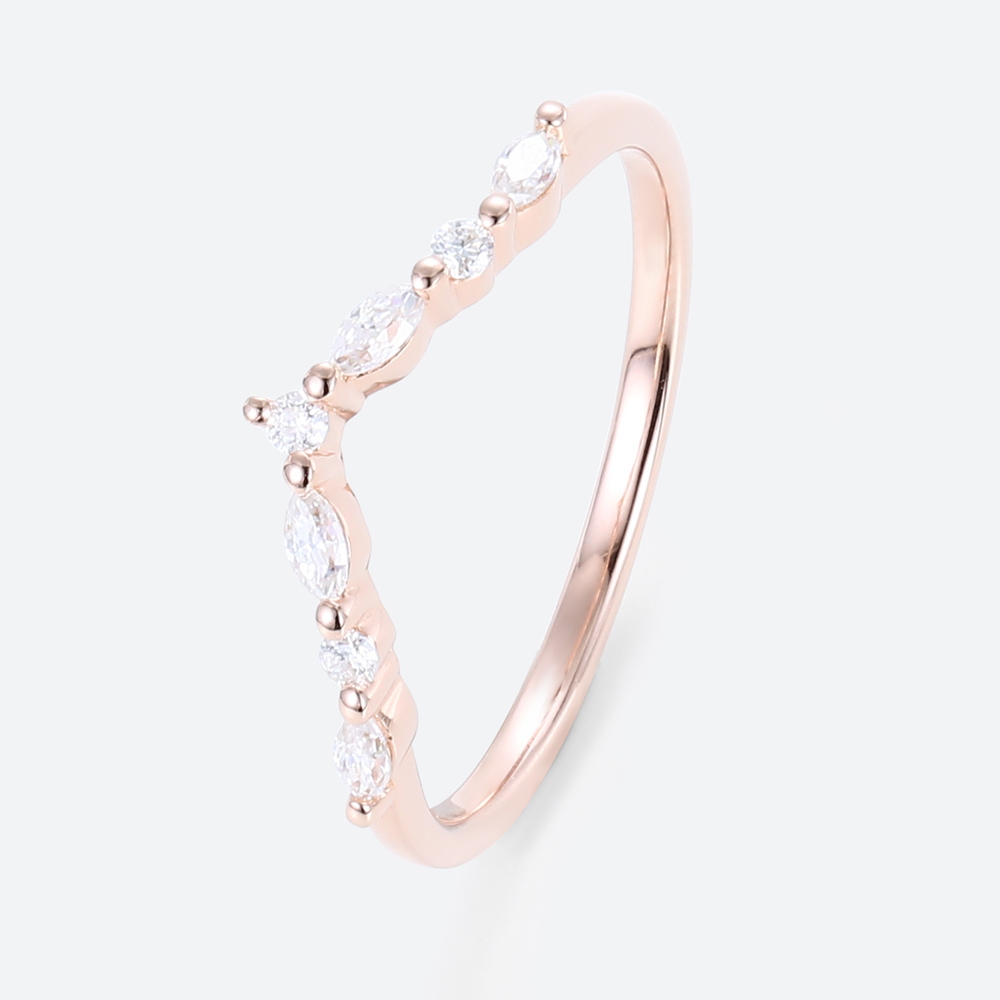 Rose Gold V Shaped Diamond Ring Simple Diamond Engagement Rings