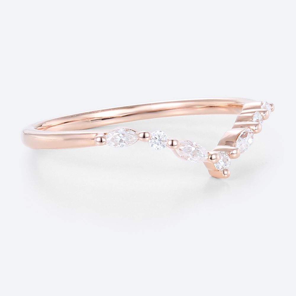 Rose Gold V Shaped Diamond Ring Simple Diamond Engagement Rings