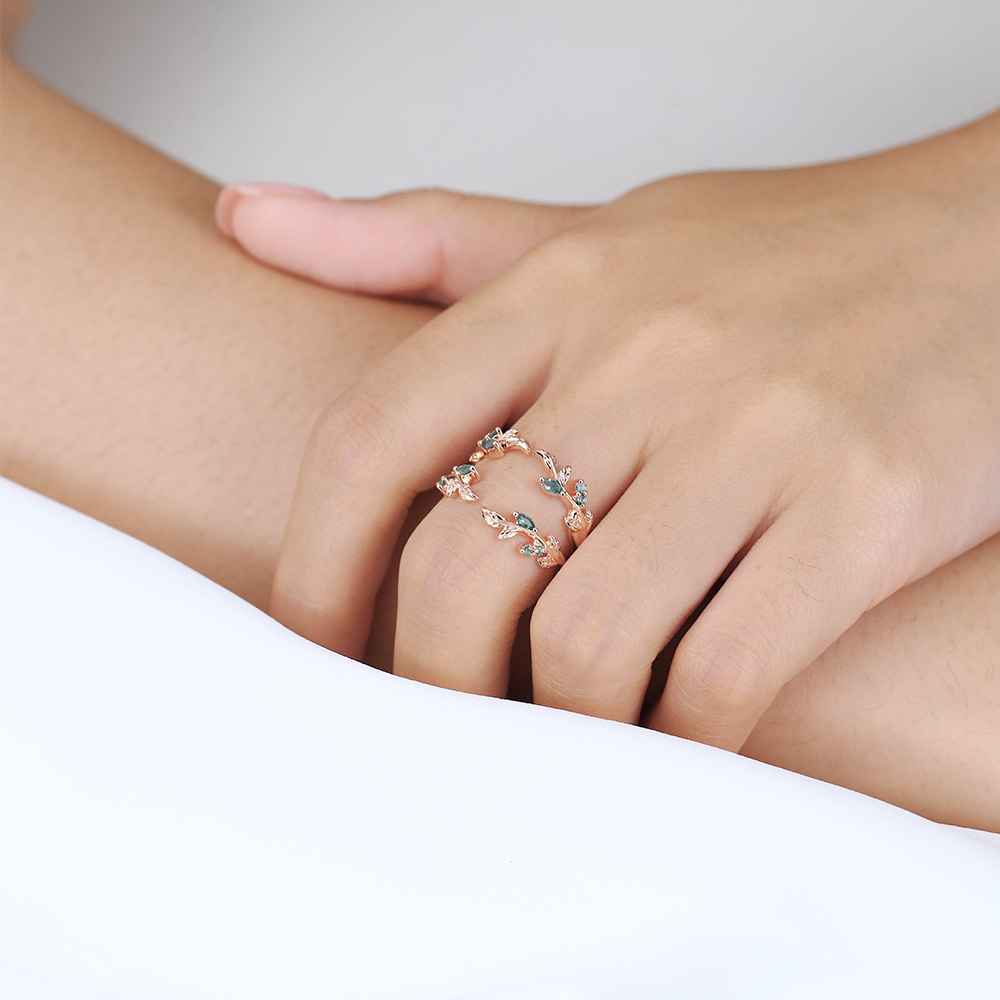 Ring Enhancers Moss Agate Unique Nature Inspired Engagement Rings