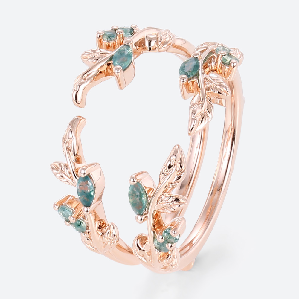 Ring Enhancers Moss Agate Unique Nature Inspired Engagement Rings