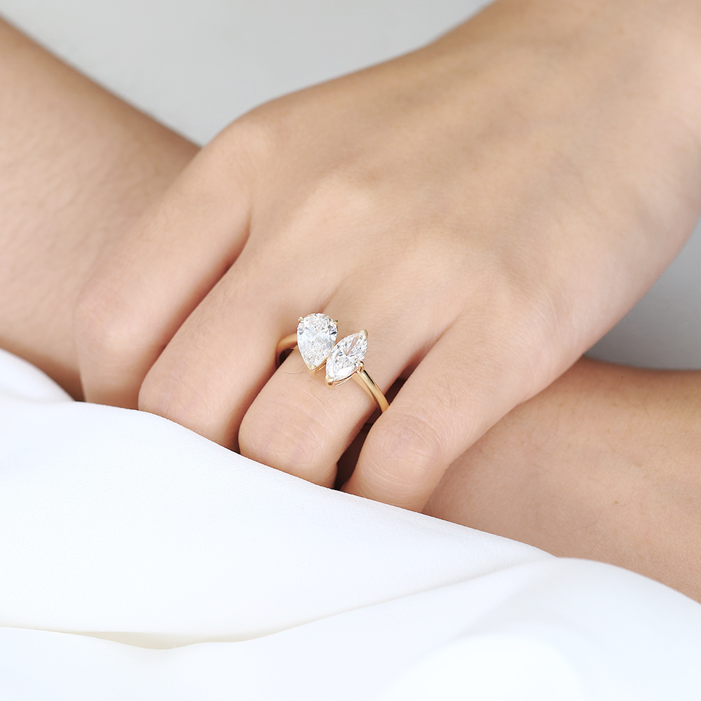 2.5 Carat Lab Grown Diamond Rings Pear Shaped Diamond Rings
