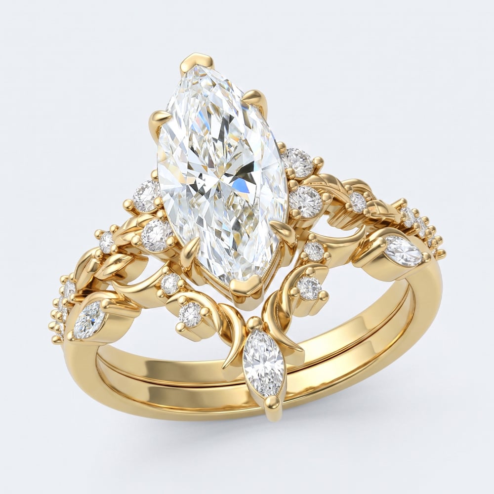 Marquise Cut 1ct Lab Grown Diamond Ring​ Set Pavé 6 Claw Rings