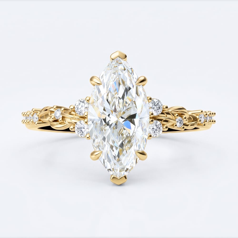 Marquise Cut 1ct Lab Grown Diamond Ring​ Set Pavé 6 Claw Rings