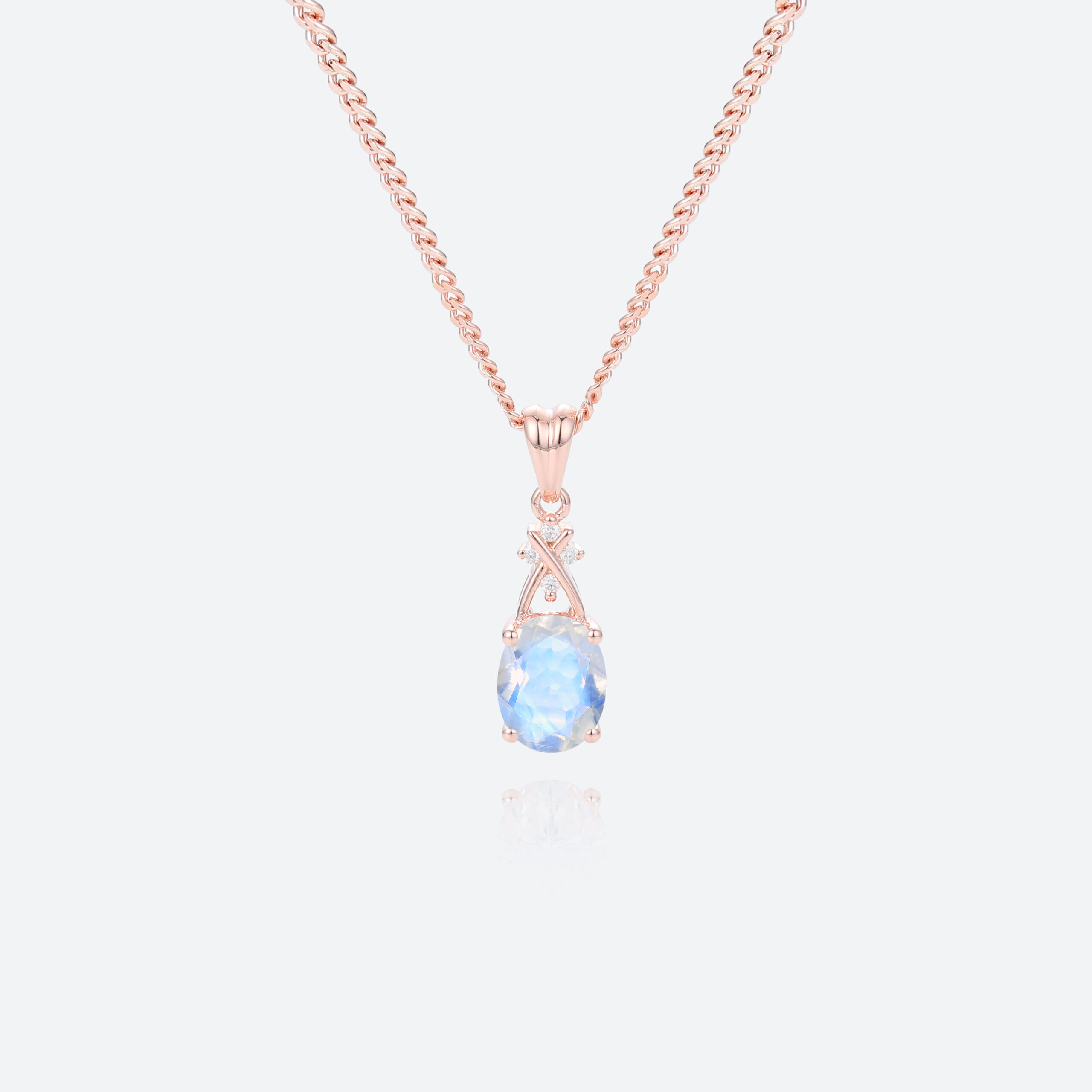 Oval Cut Birthstone Necklace Pendant Cross-Design Accents Necklace