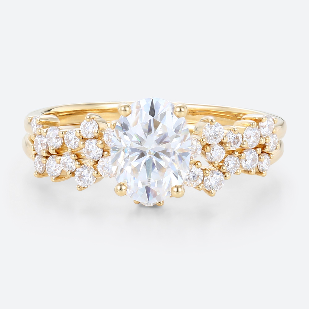 Gold Ring 14k Moissanite Oval Engagement Rings Stacked Rings