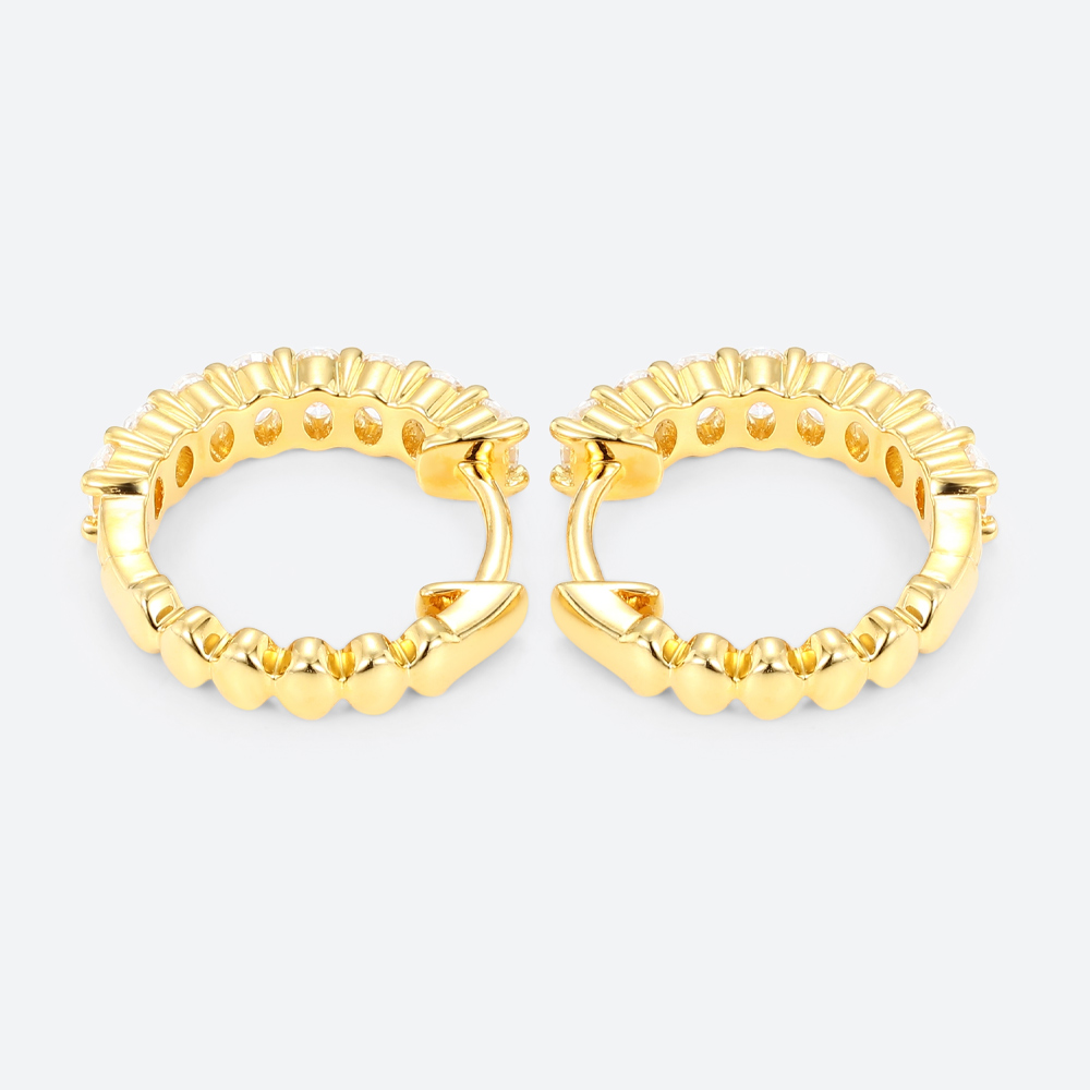 Oval Cut Lab Diamond Chic Design Hoop Earrings Dainty Thick Fashion Huggies Earrings