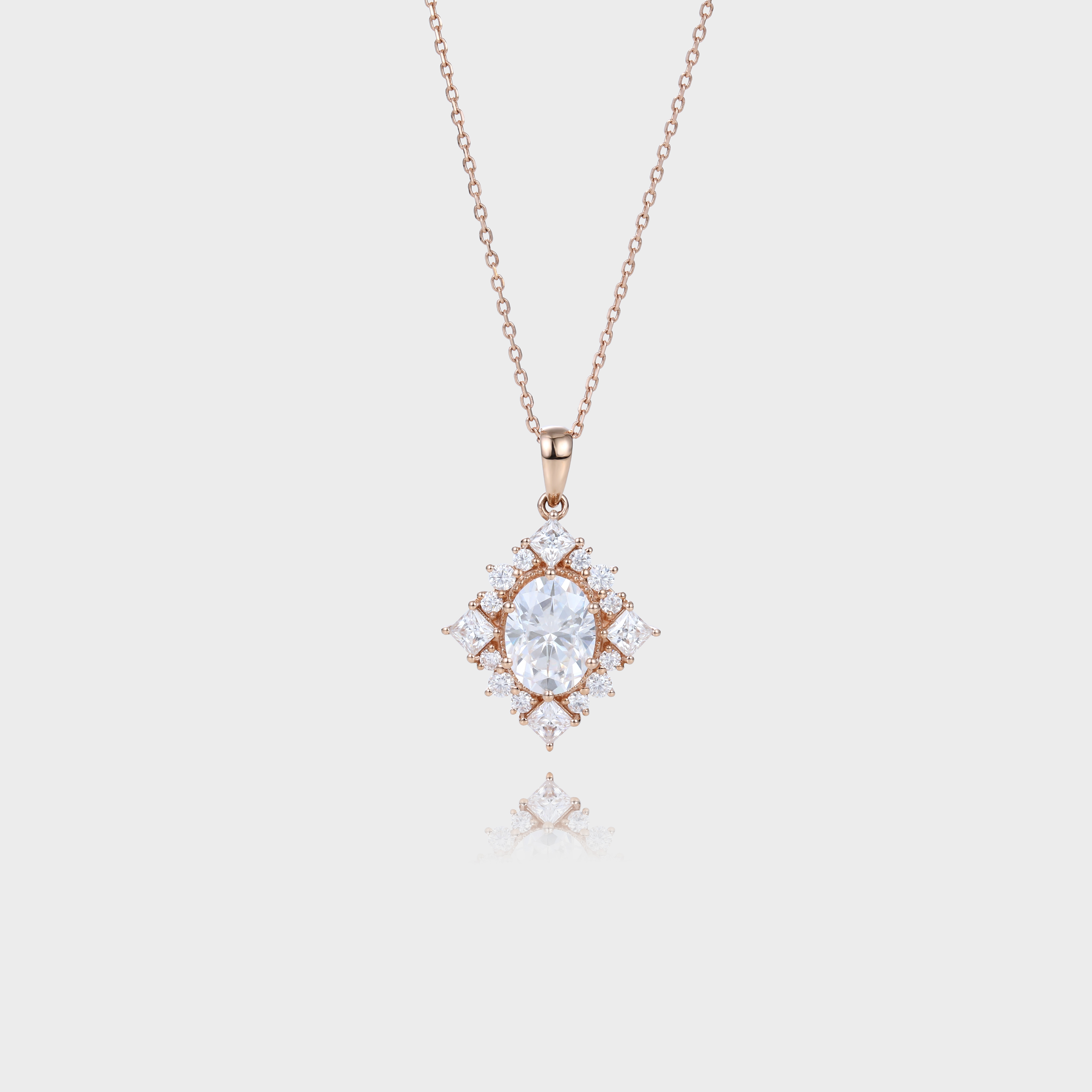 Lab Created Diamond Necklace Oval Diamond Necklace
