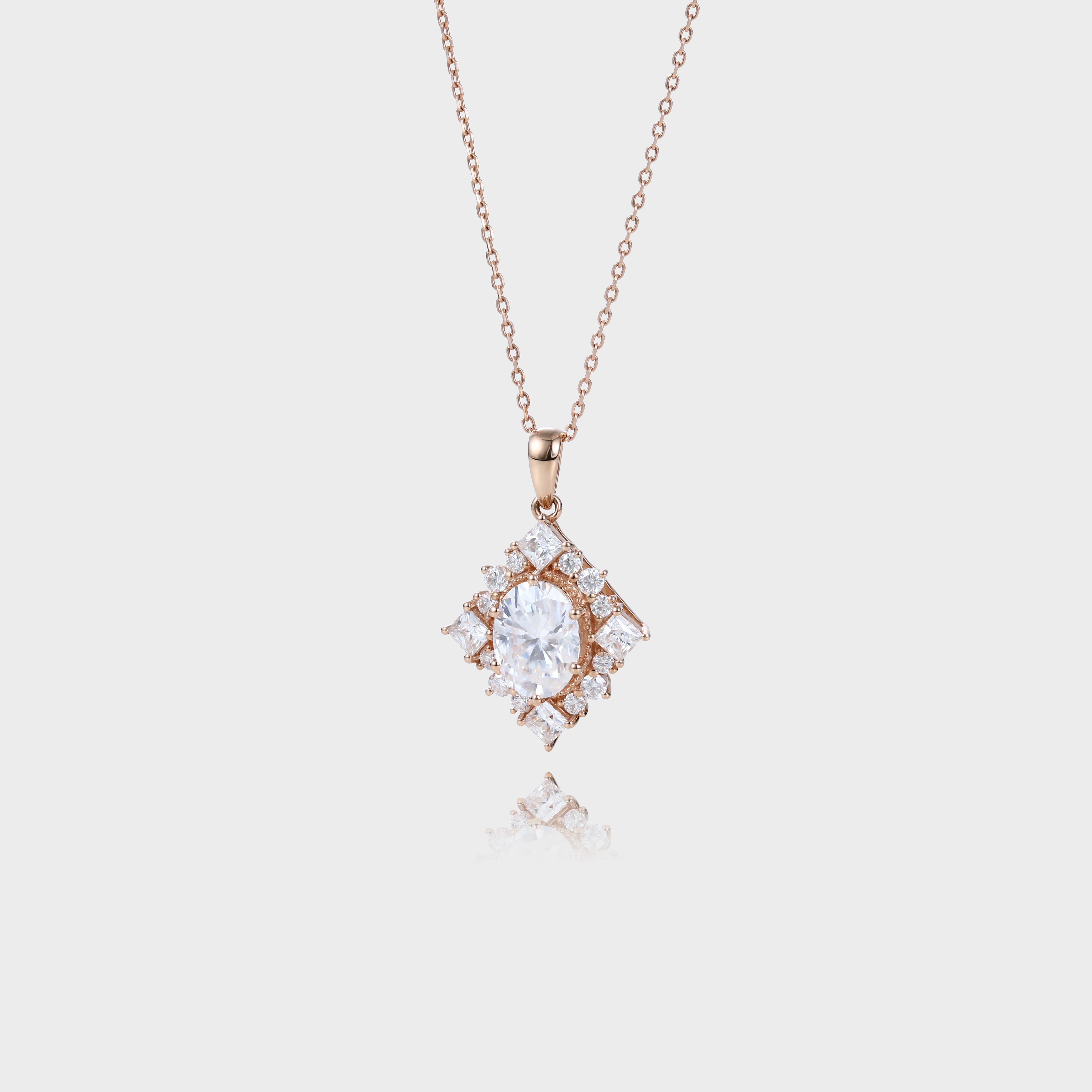Lab Created Diamond Necklace Oval Diamond Necklace