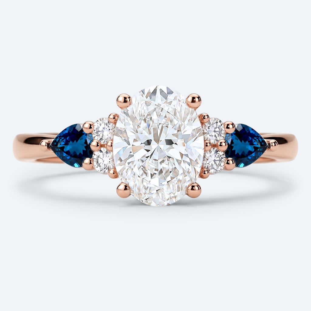 Oval Cut Lab Grown Diamond Classic Cluster 4-Prong Engagement Ring in Rose Gold (1)