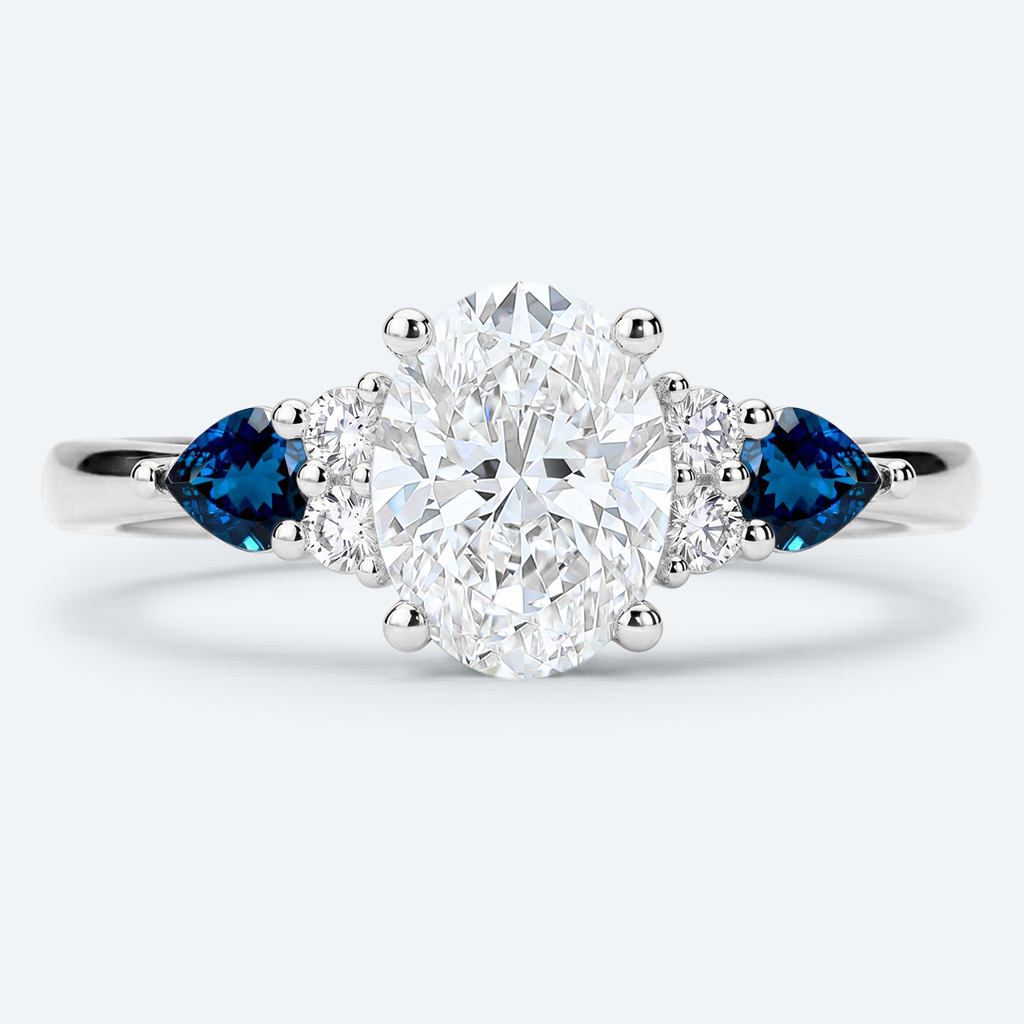 Oval Cut Lab Grown Diamond Classic Cluster 4-Prong Engagement Ring in Rose Gold (2)