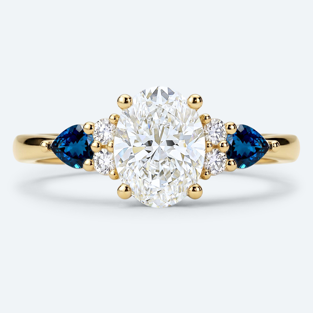 Oval Cut Lab Grown Diamond Classic Cluster 4-Prong Engagement Ring in Rose Gold (3)