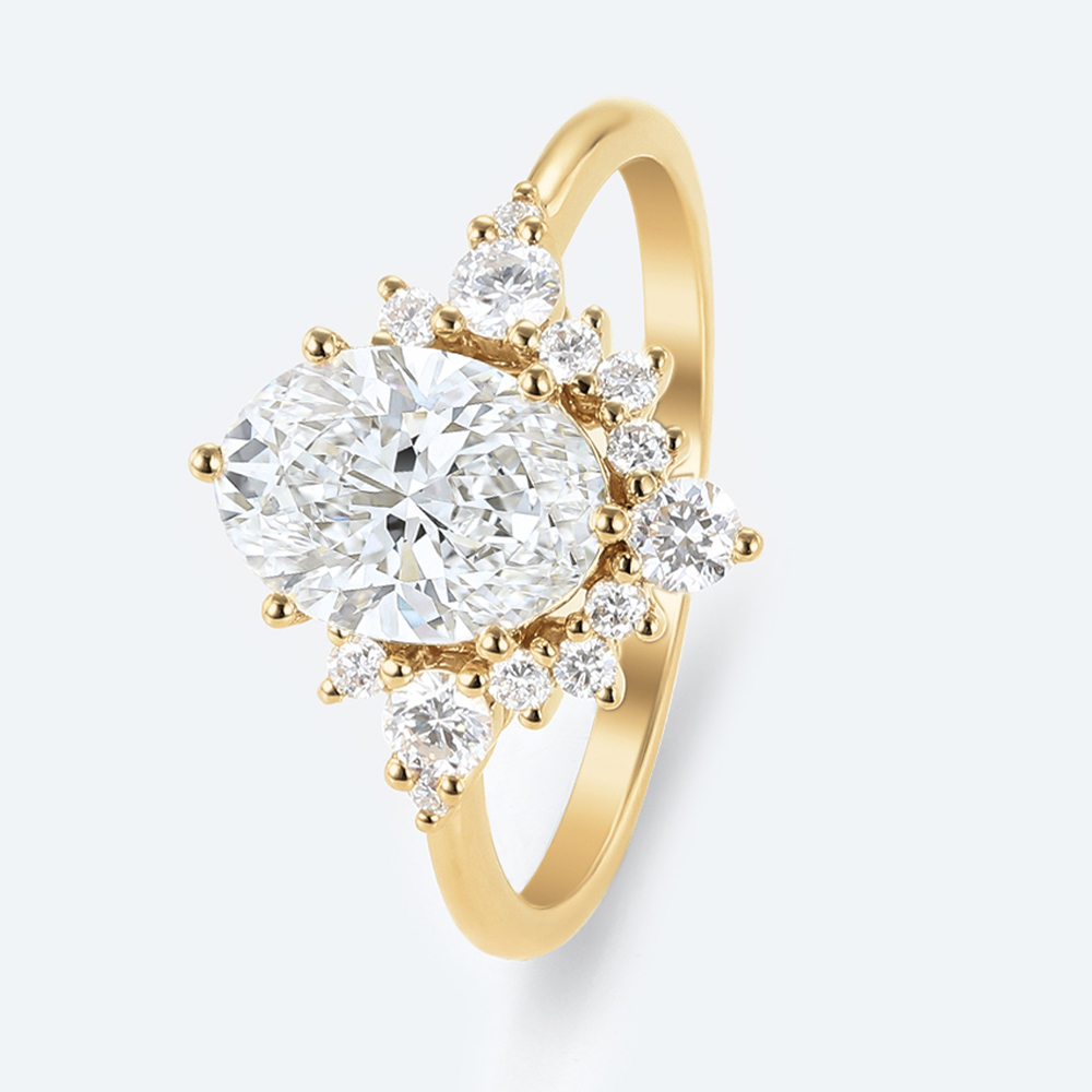 Oval Cut Lab Grown Diamond Classic Cluster 6-Prong Engagement Ring (5)