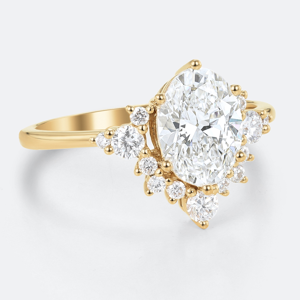 Oval Cut Lab Grown Diamond Classic Cluster 6-Prong Engagement Ring (7)