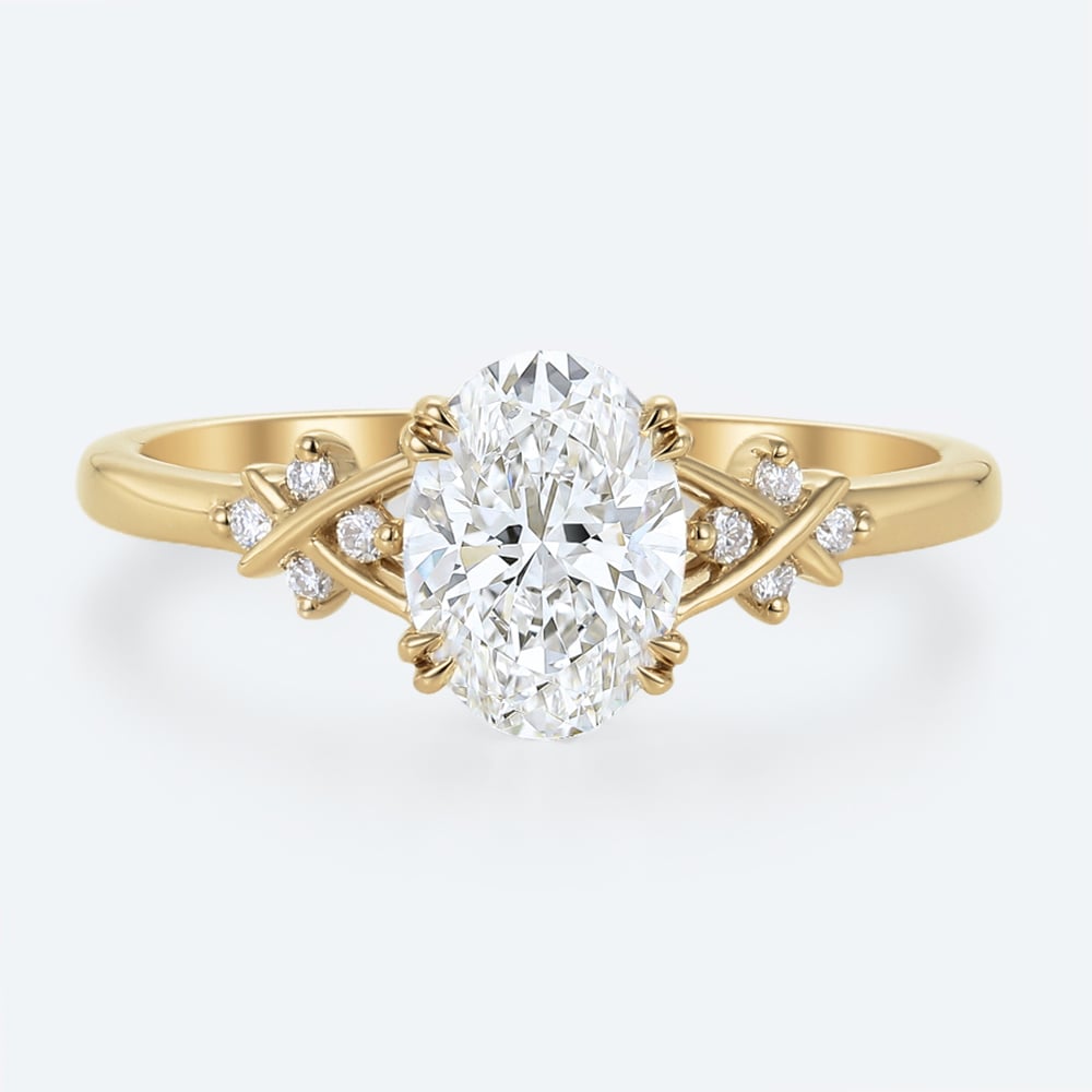 1.5 Ct Oval Diamond Ring Yellow Gold Lab Diamond Engagement Ring