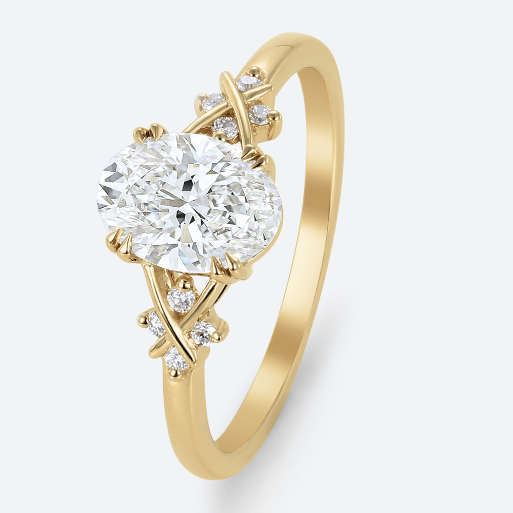 Oval Cut Lab Grown Diamond Classic Intertwined 4 Double Claw Engagement Ring (2)