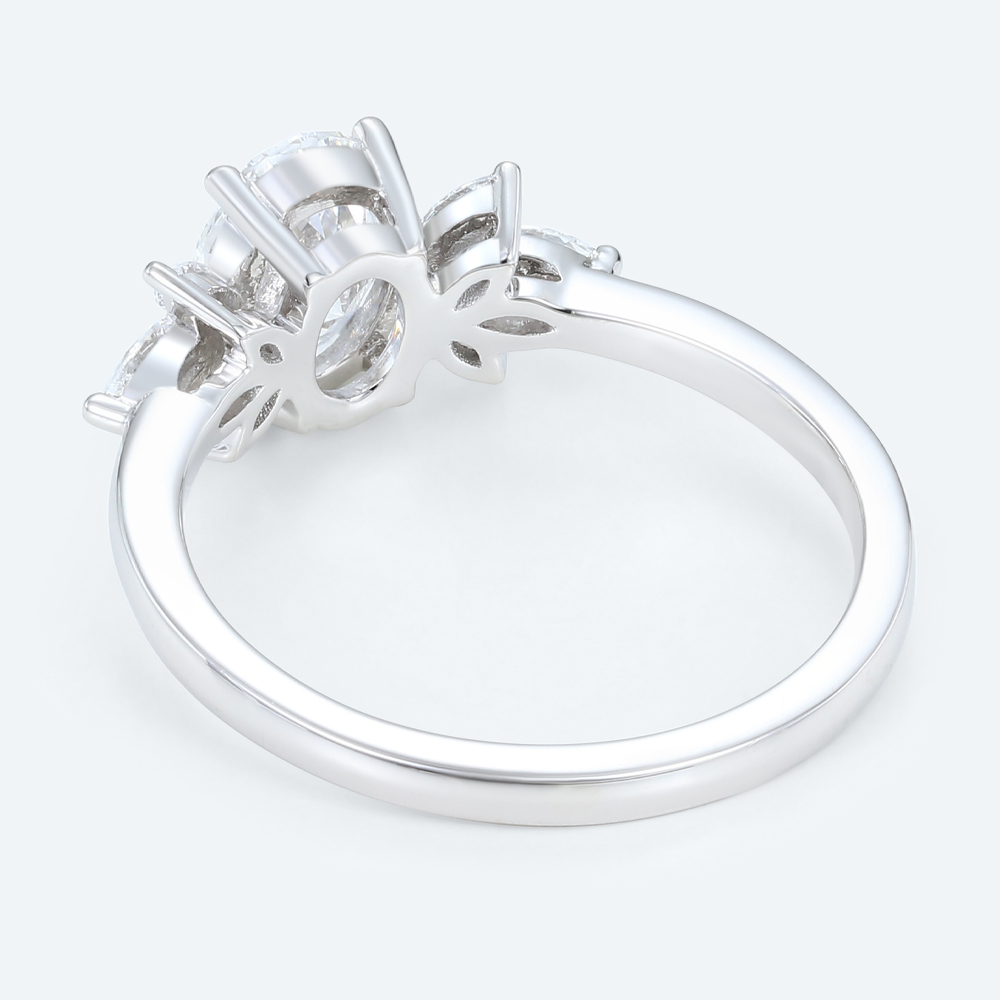 Oval Diamond Rings Simple Cluster 1ct Lab Diamond Bridal Ring