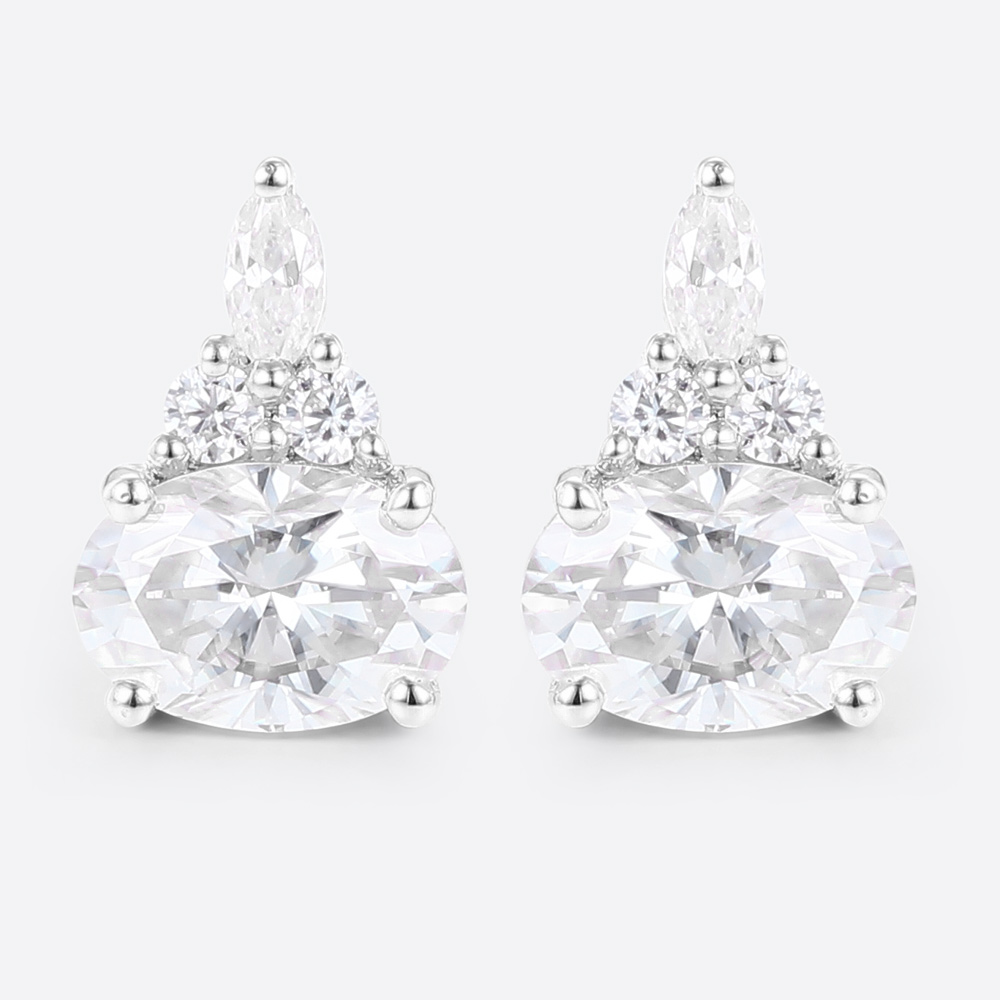 1ct Oval Cut Lab Diamond Stud Earrings for Women Elegant Cluster Earrings in White Gold