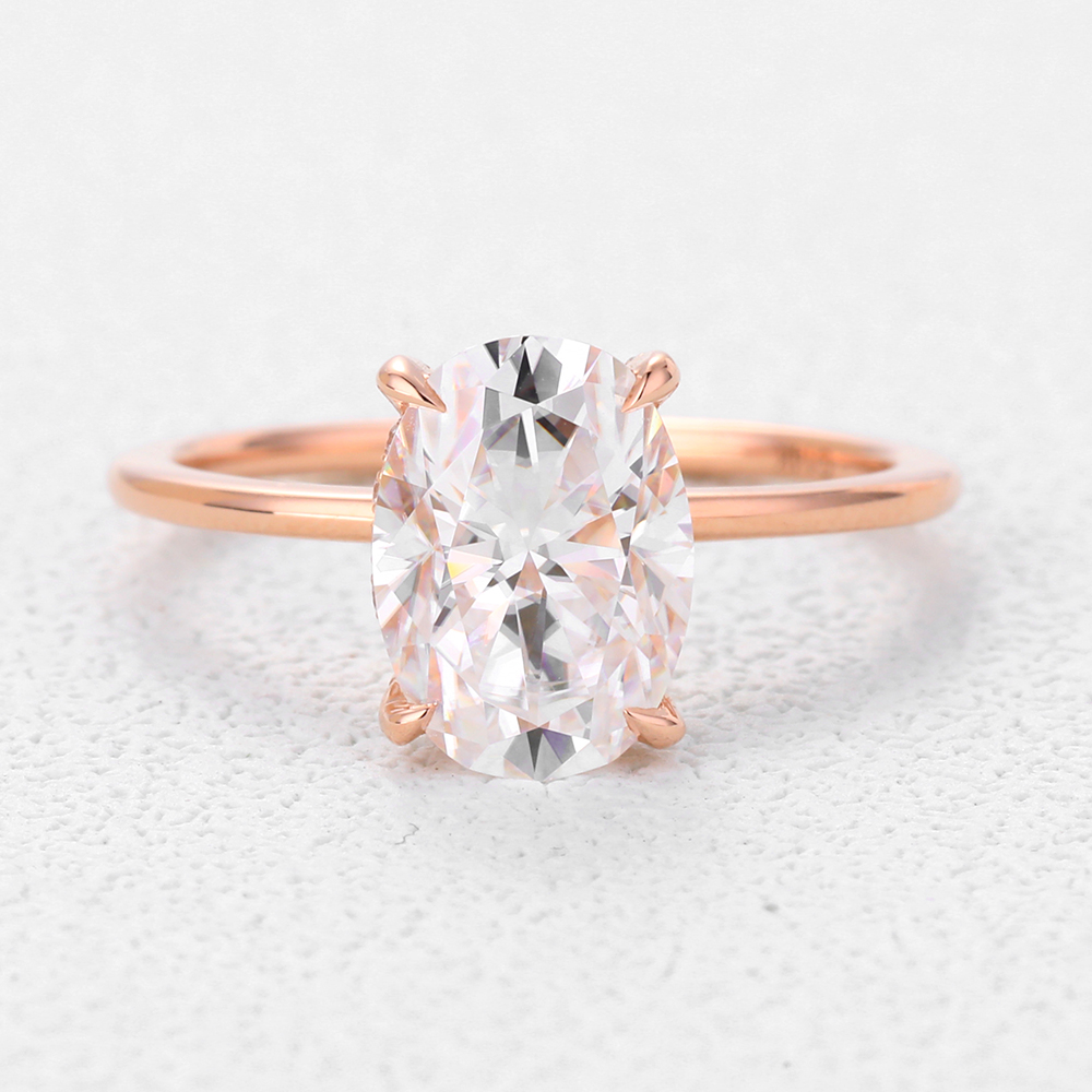 Hidden Halo Engagement Ring Oval Solitaire Engagement Ring