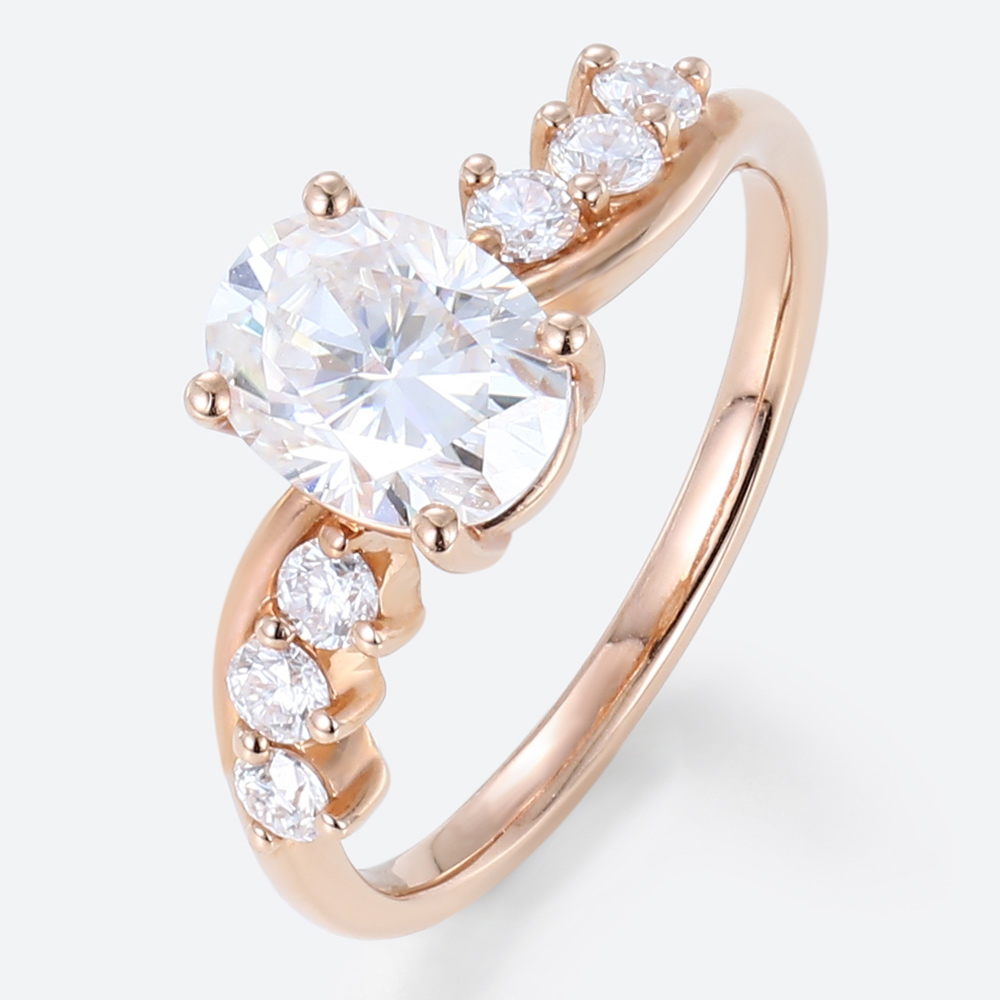 Diamond Engagement Rings 1.5 Carat Oval Lab Diamonds Ring Swirling Romance Bridal Ring