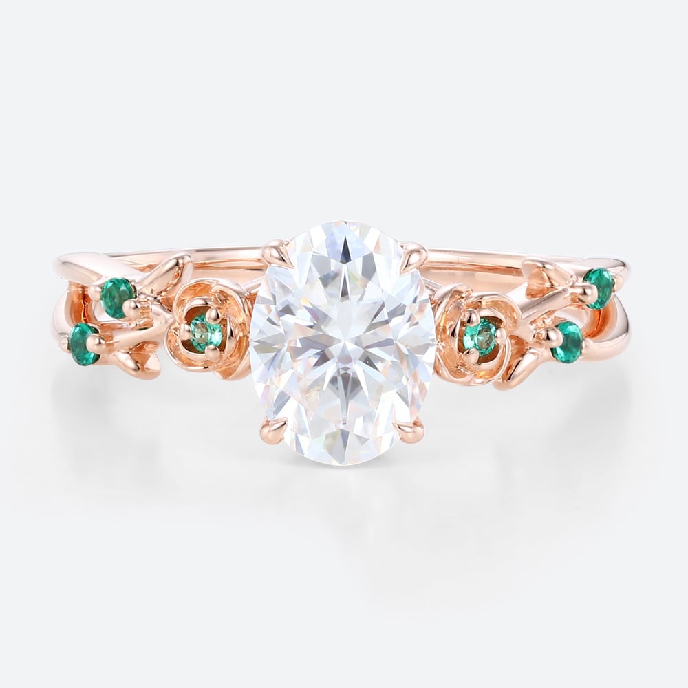 1.5 Carat Oval Engagement Ring Nature Inspired Lab Diamond Rings
