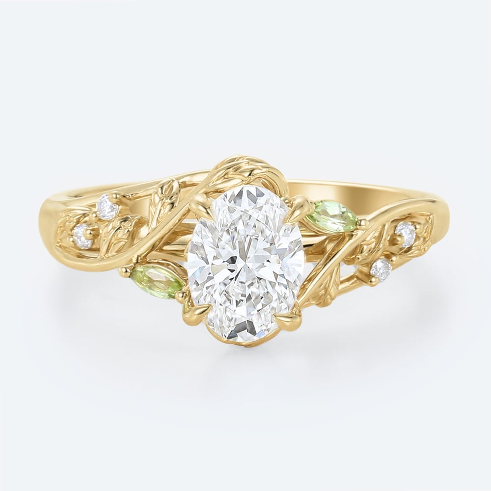 Lab Grown Diamonds Oval Engagement Rings Gold Promise Ring