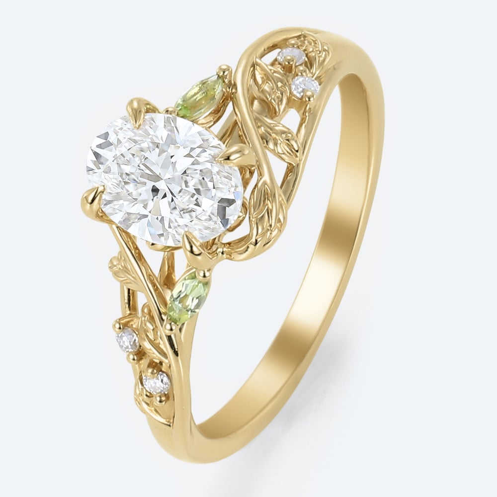 Lab Grown Diamonds Oval Engagement Rings Gold Promise Ring